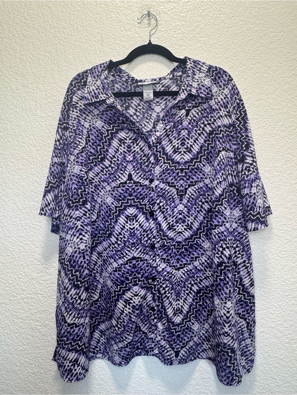 Catherines Purple Printed Button-Down Tunic Shirt - Picture 2 of 4